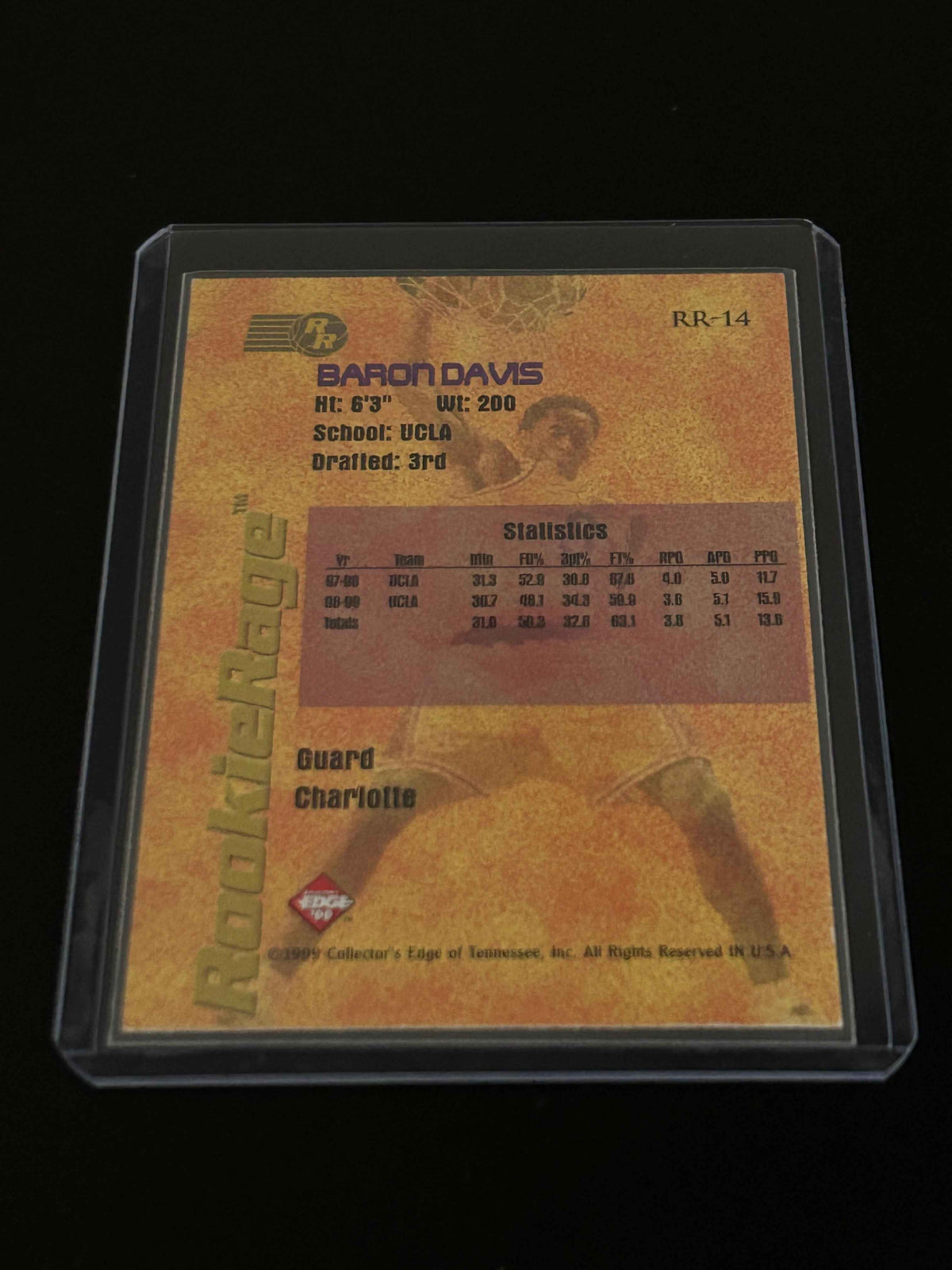 1999 Edge Gold Ingot Rookie Rage Baron Davis