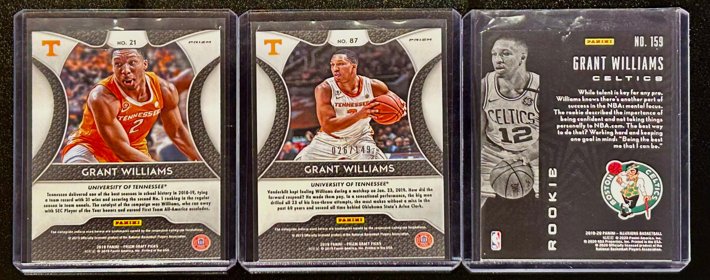 Grant Williams Three Card Panini Set with Numbered out of /149