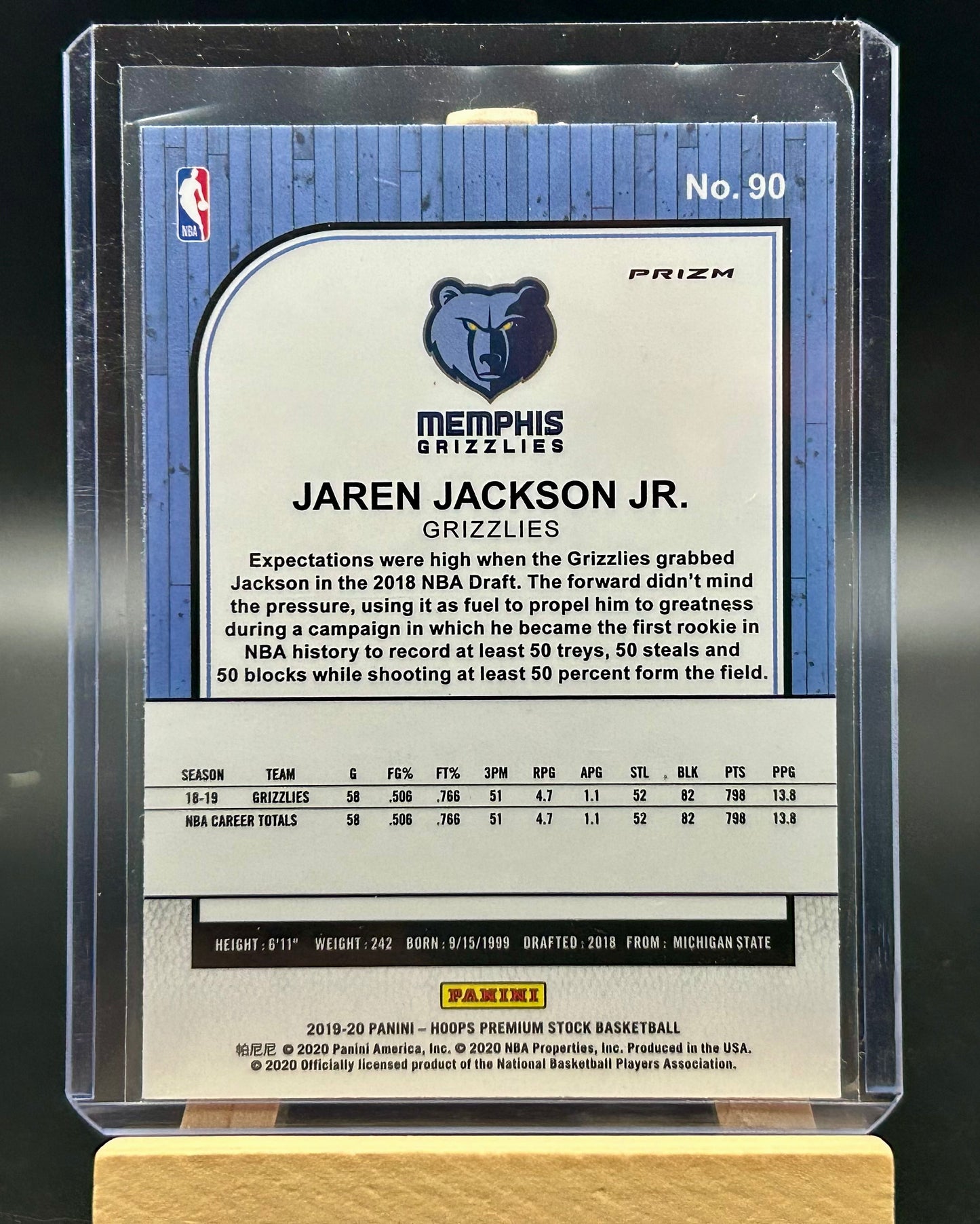 2019-20 Panini NBA Hoops Premium Silver Lazer Parallel Jaren Jackson Jr.