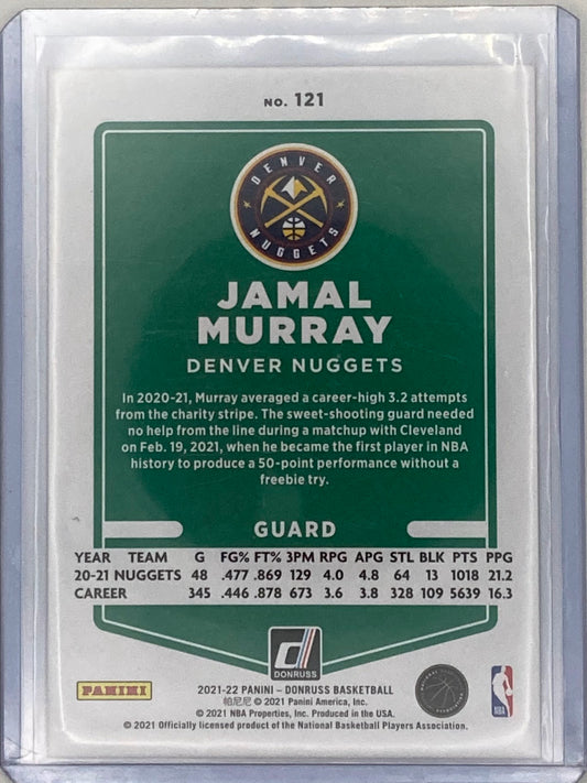 2021-2022 Donruss Jamal Murray Panini Purple Parallel Numbered Out Of 99