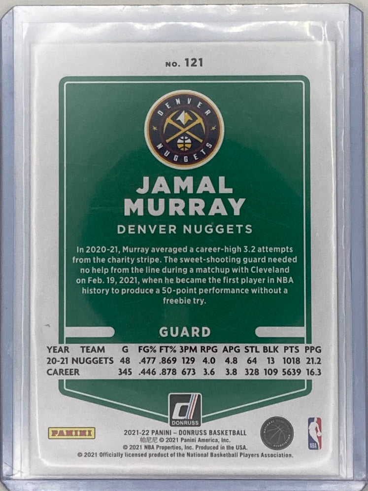 2021-22 Donruss Jamal Murray Panini Purple Parallel Numbered /99 Basketball Card