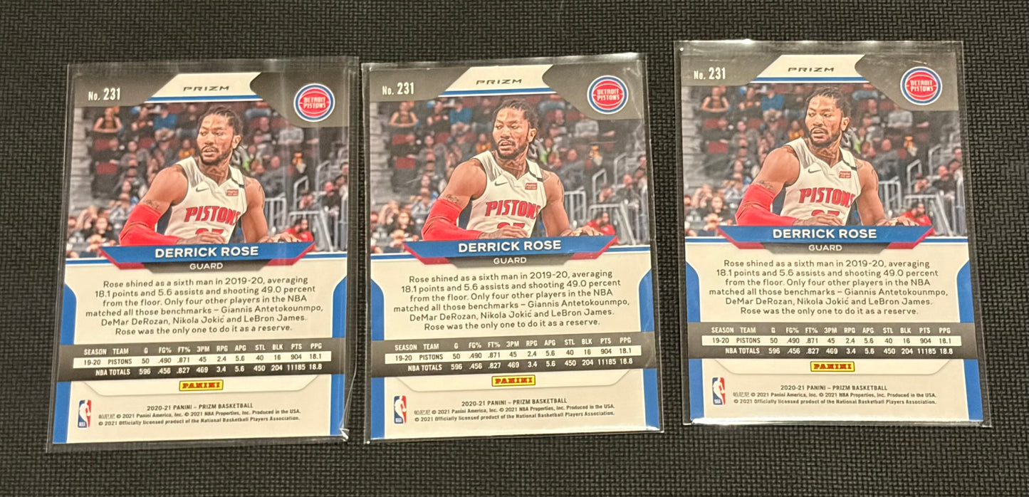 3 card parallel lot 2020-2021 Panini-Prizm Basketball Derrick Rose
