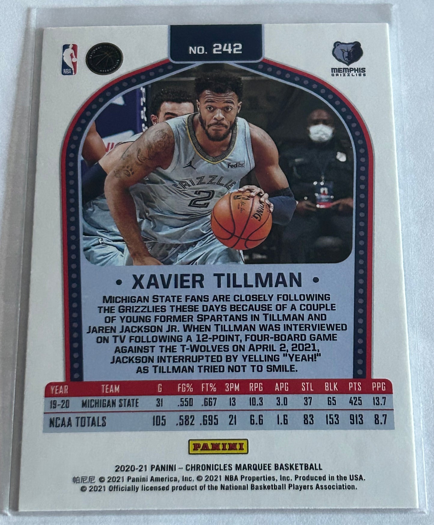 2020-2021 Chronicles Marquee Basketball Xavier Tillman Green Parallel