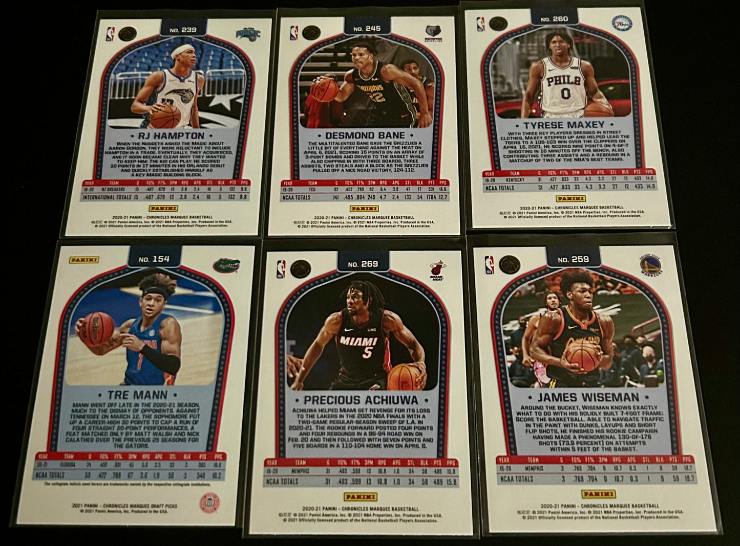 2020-21 Panini Chronicles Marquee 6-Card Rookie Lot
