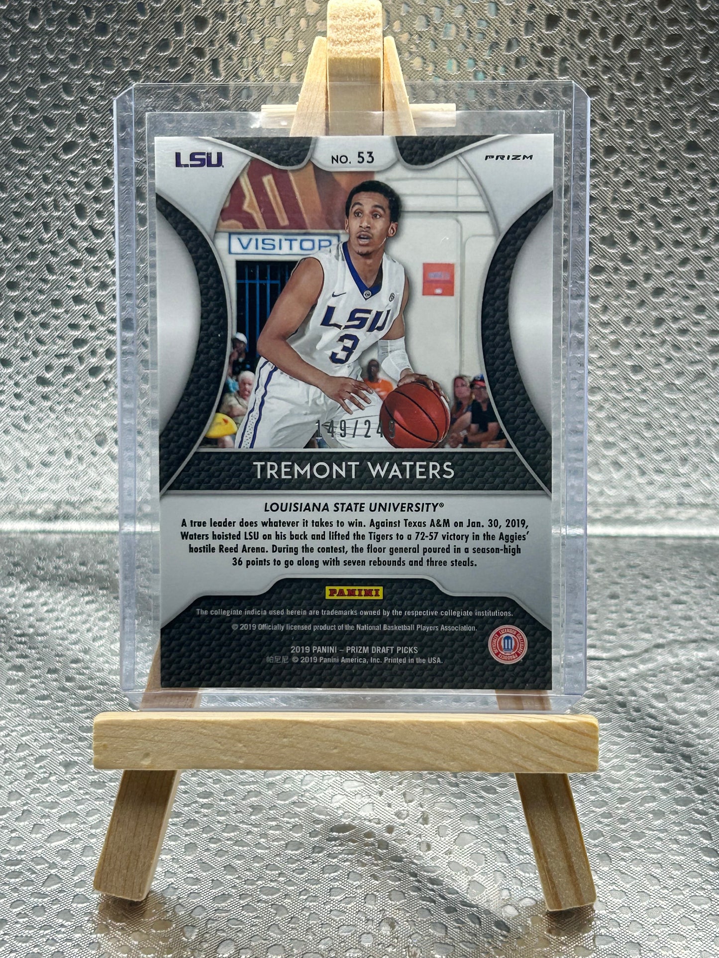 2019 Panini Prizm Draft Picks Tremont Waters Yellow and Green Prizm Numbered