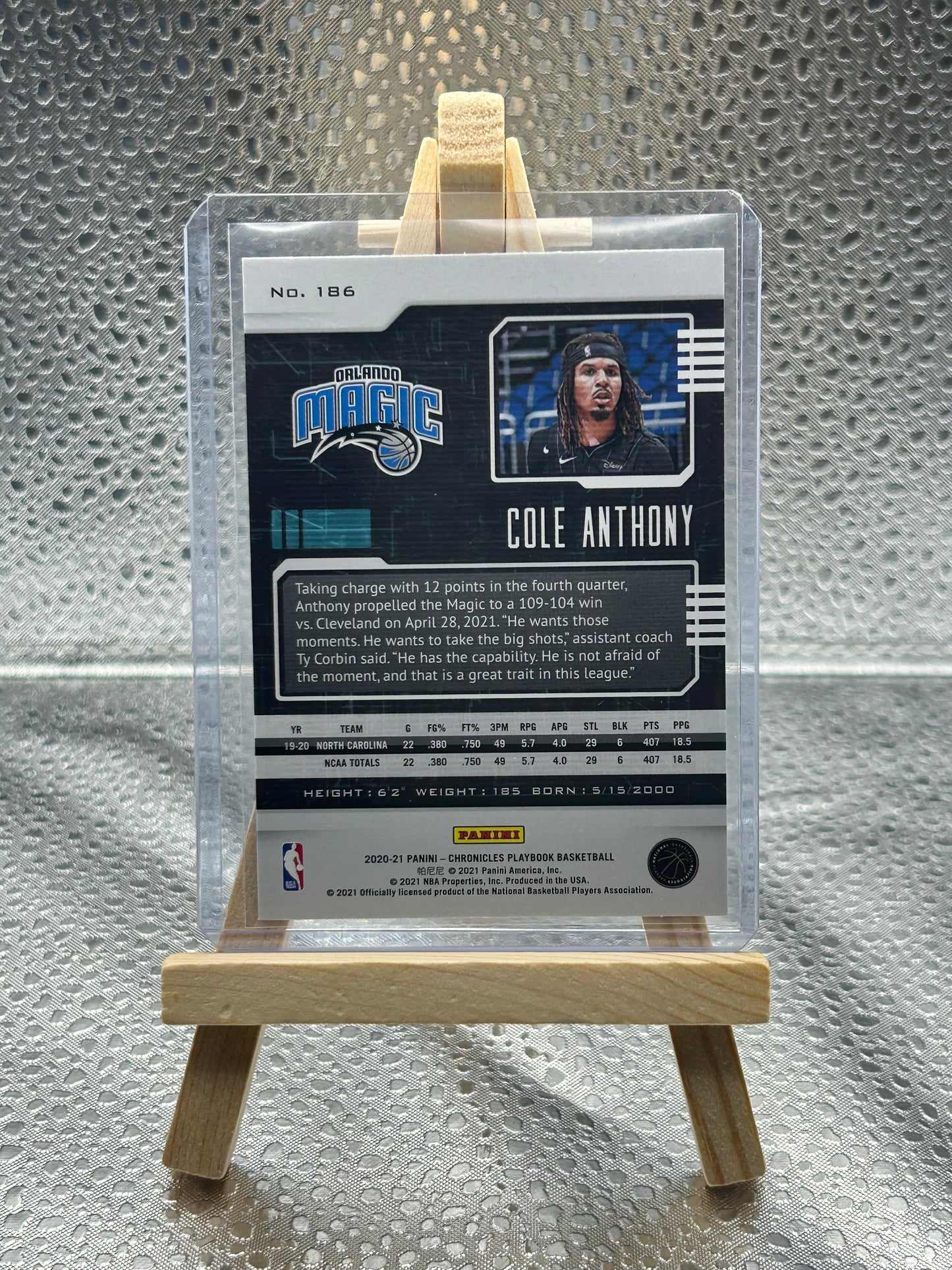 2020-2021 Panini Playbook Basketball Rookie Card Cole Anthony Teal Parallel