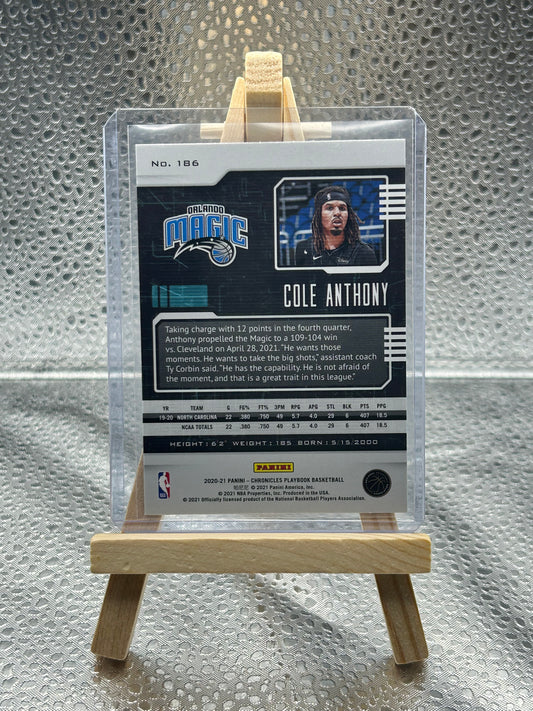 2020-2021 Panini Playbook Basketball Rookie Card Cole Anthony Teal Parallel