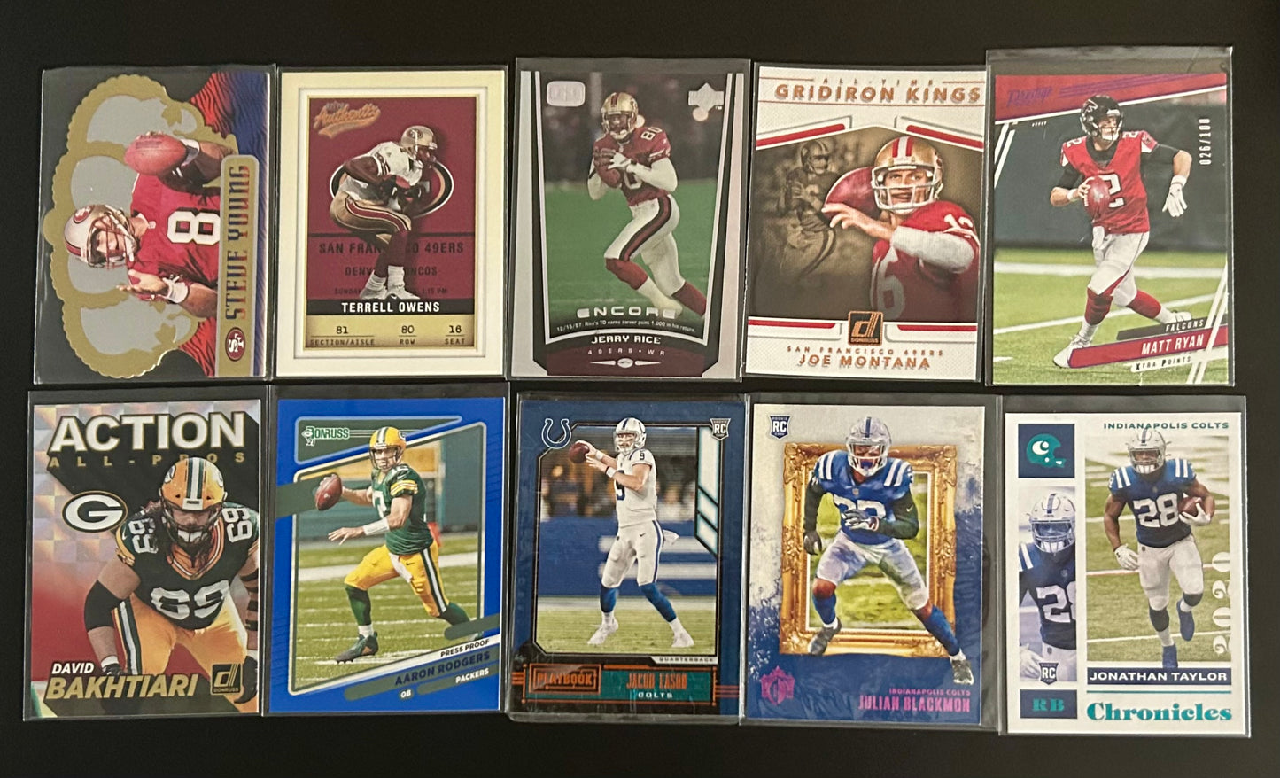 NFL Mixed Teams and Players 10 Card Lot