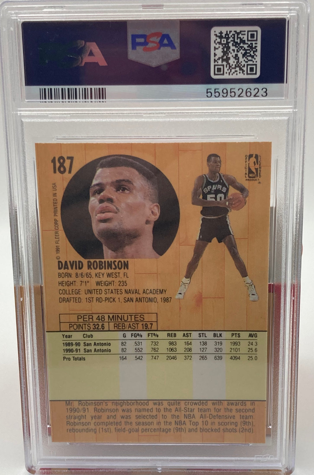 1991 David Robinson PSA Graded 8.
