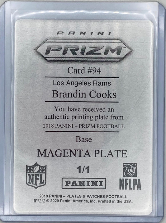 2018 Panini-Prizm Football Brandin Cooks Printing Plate 1/1
