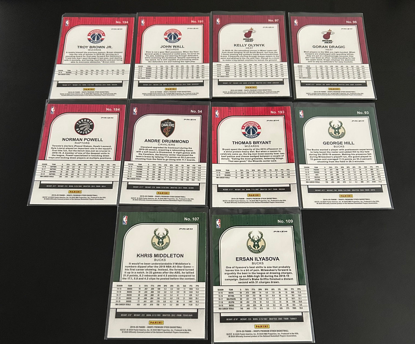 2019-2020 10 Card Lazer Prizm Parallel Hoops Premium Stock Basketball