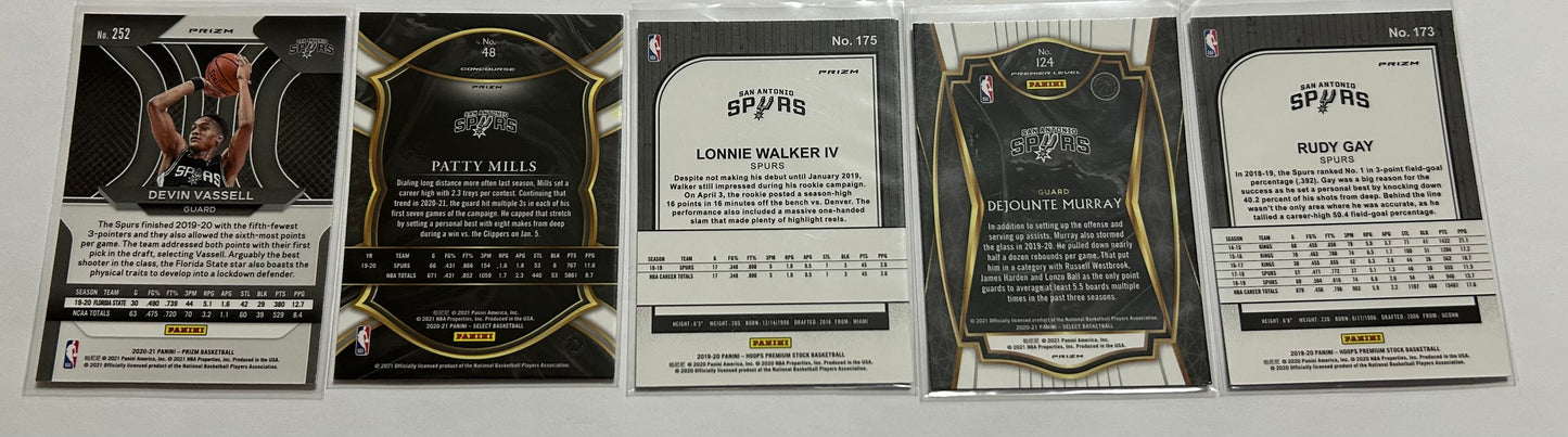 San Antonio Spurs 5 Card Parallel Basketball Lot #1