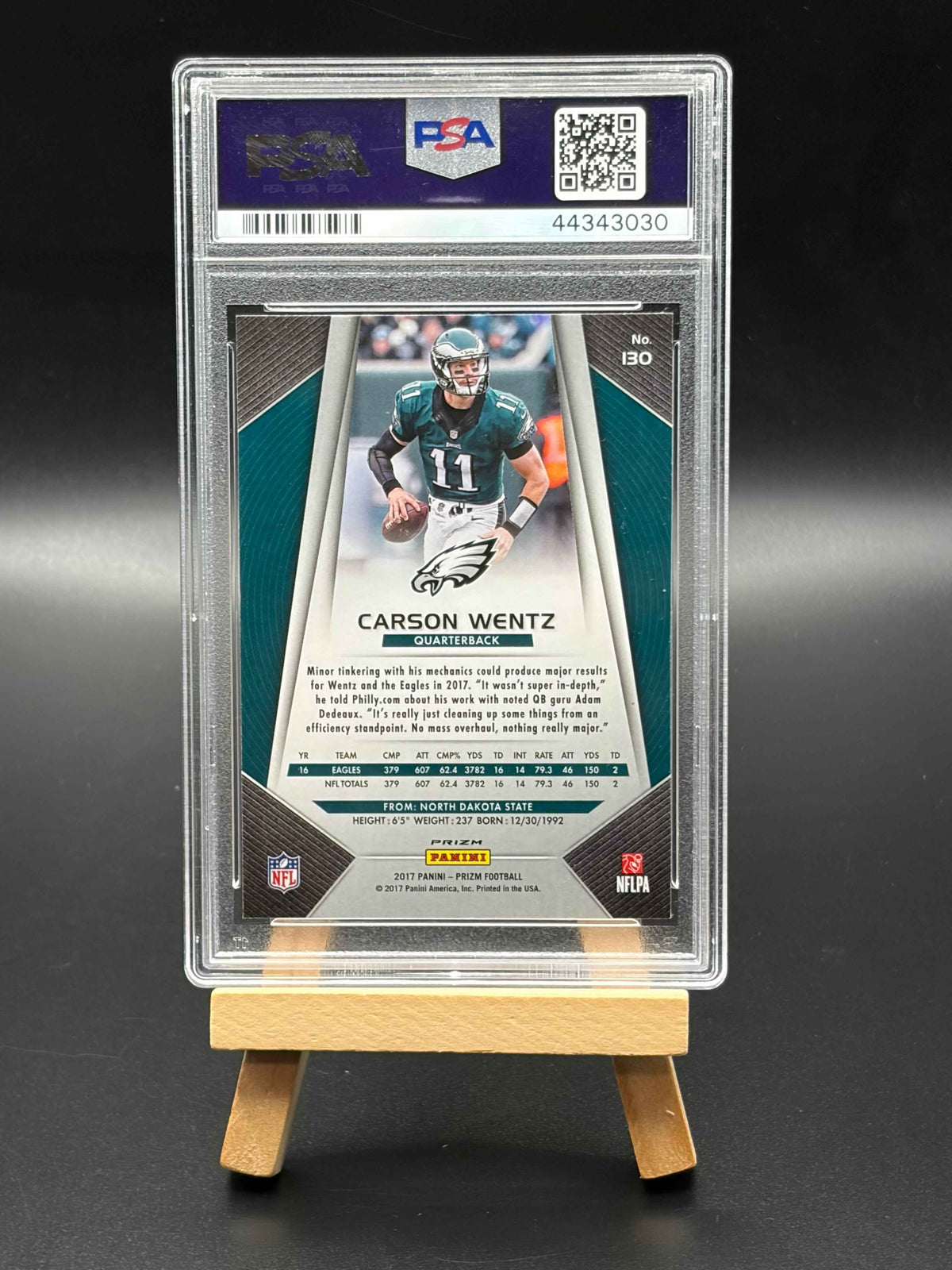 2017-Carson Wentz Graded 9 Silver Prizm.
