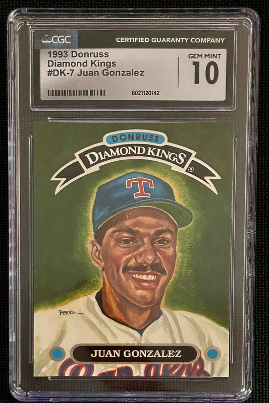 1993 Donruss Diamond Kings Juan Gonzalez Baseball Card Graded CGC 10