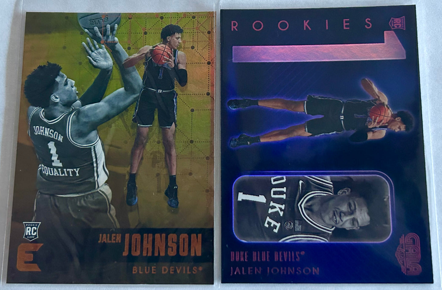 2021 Jalen Johnson Panini Two Card Rookie Bronze Parallel and Pink Parallel.