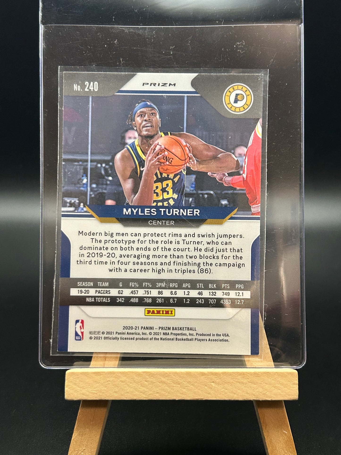 2020-2021 Prizm Basketball Myles Turner Red,White and Blue Parallel #2