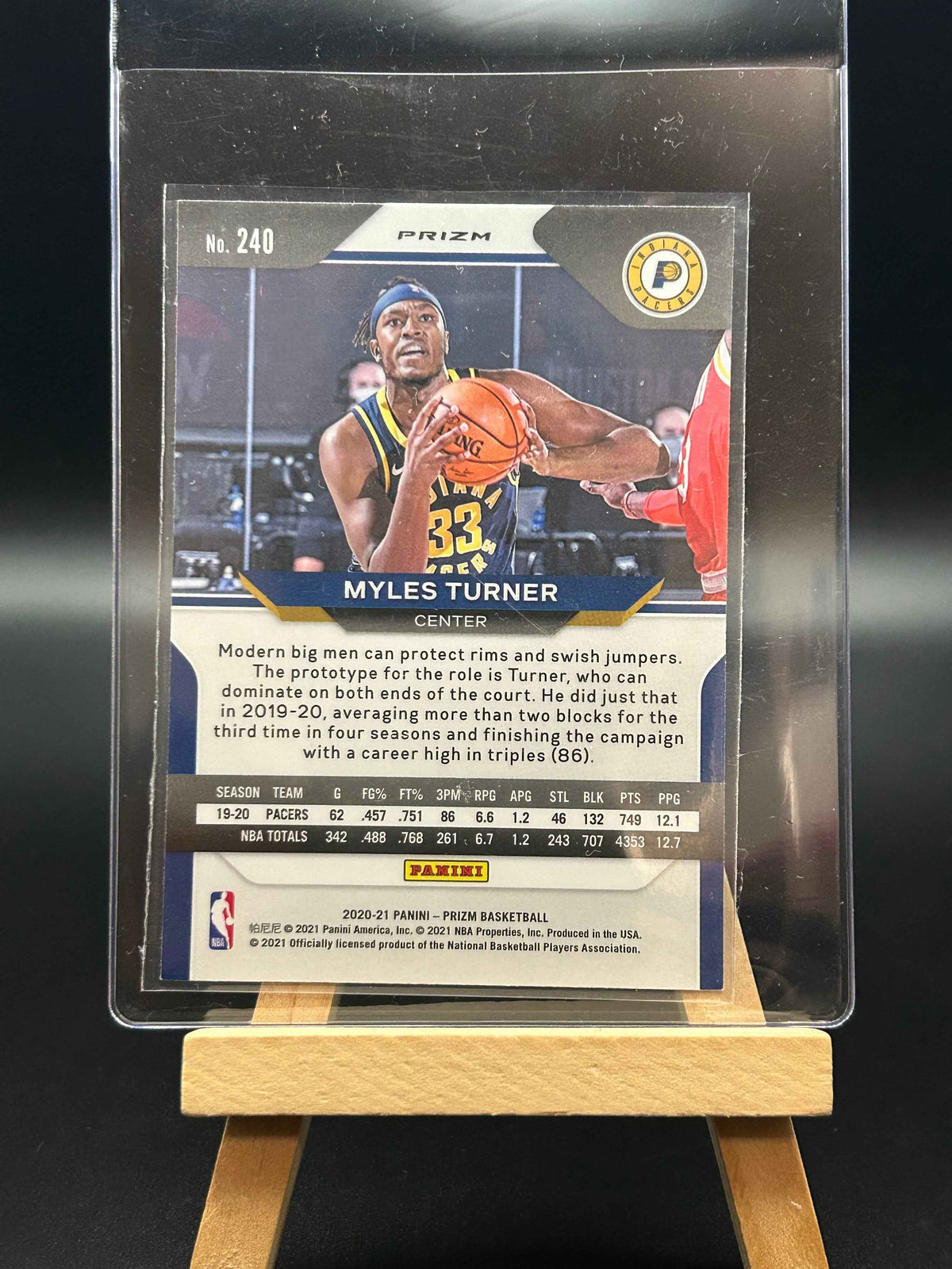 2020-2021 Prizm Basketball Myles Turner Red,White and Blue Parallel #2
