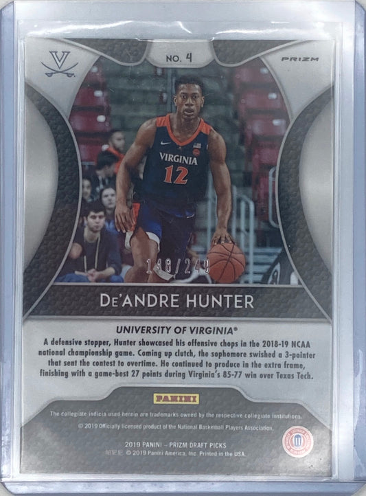 2019 Panini Prizm Draft Picks De’Andre Hunter Yellow and Green Prizm Numbered