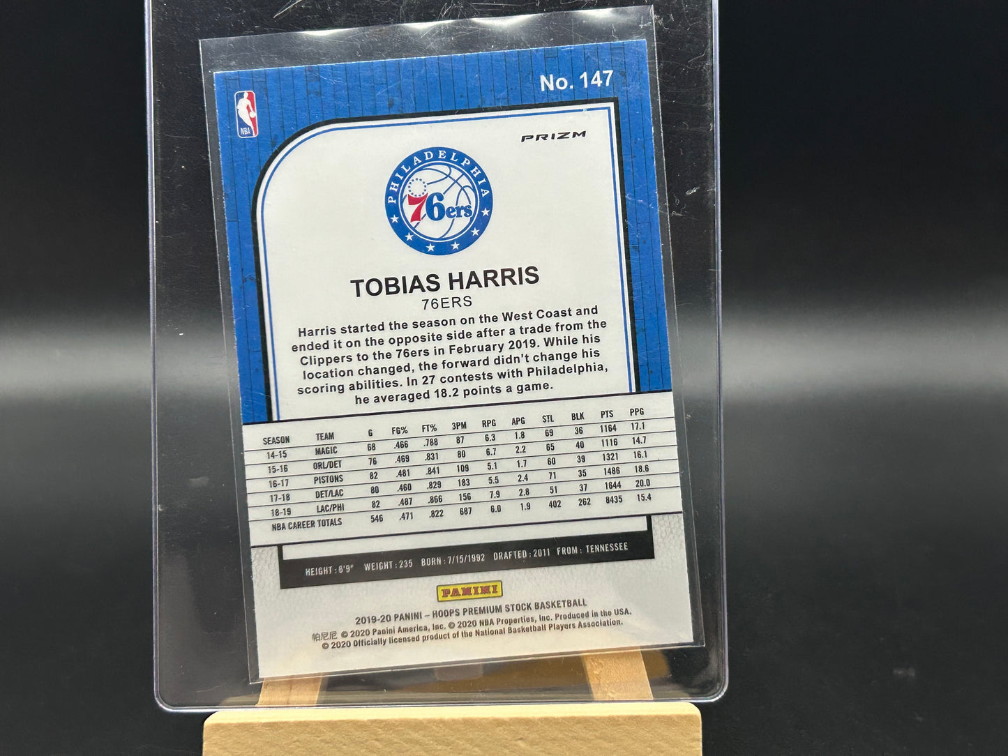 2019-20 Panini NBA Hoops Premium Silver Lazer Parallel Tobias Harris
