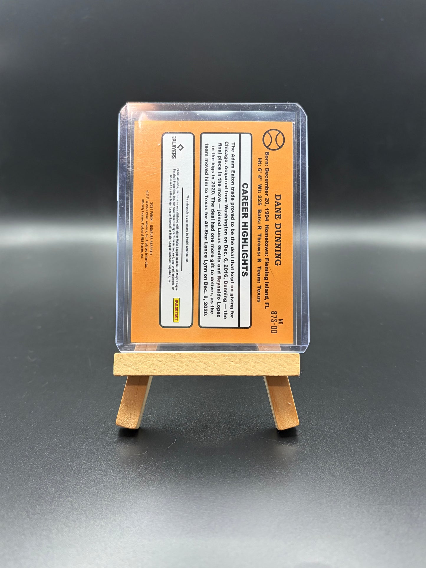 2021 Donruss Baseball Dane Dunning Autograph Rookie Card – Texas Rangers #87S‑DD