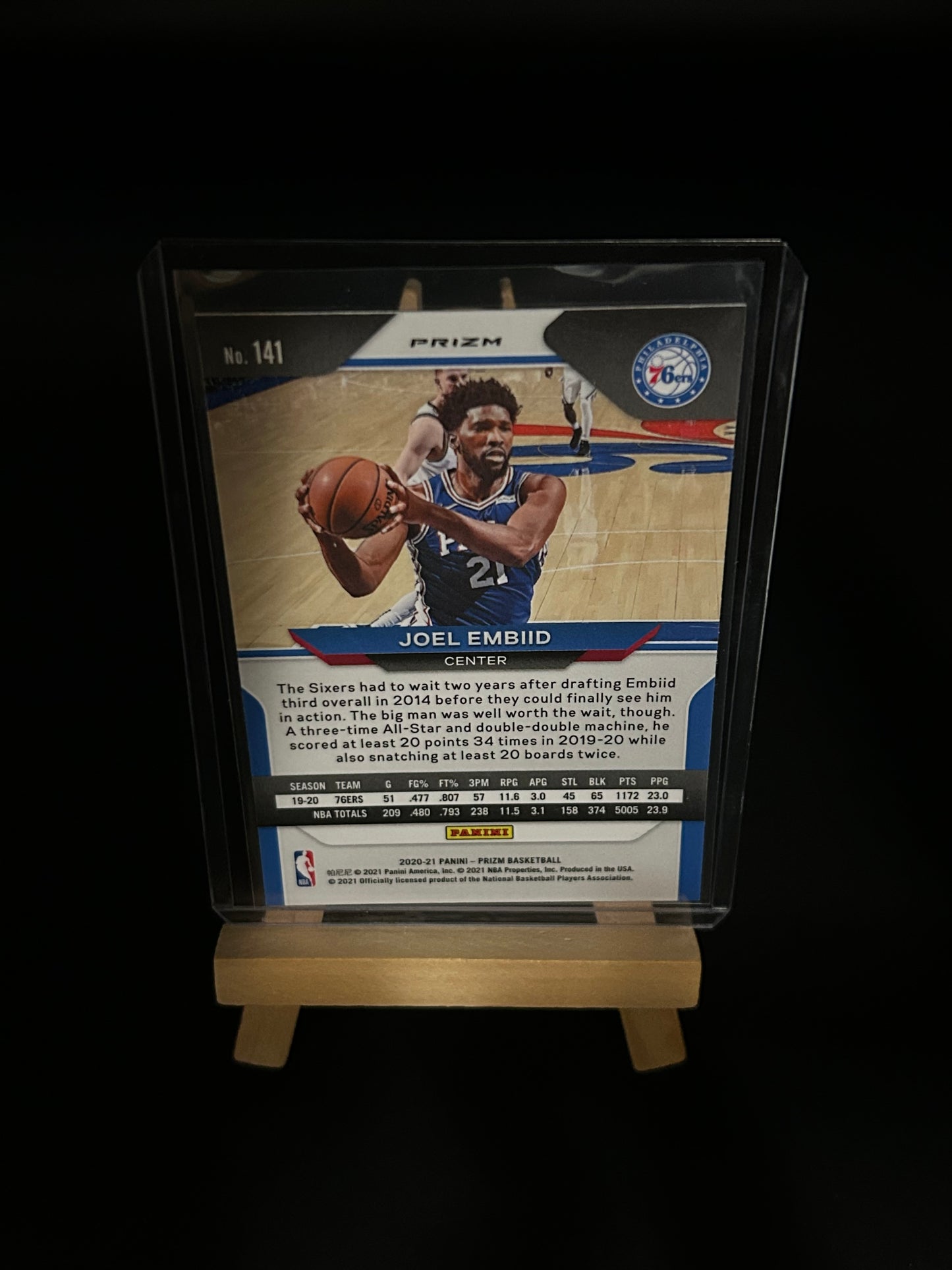 2020- 2021 Joel Embiid Orange Cracked Ice Prizm Panini Prizm Basketball Parallel Card #1.