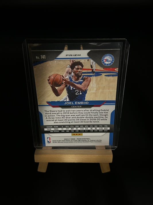2020- 2021 Joel Embiid Orange Cracked Ice Prizm Panini Prizm Basketball Parallel Card #1.
