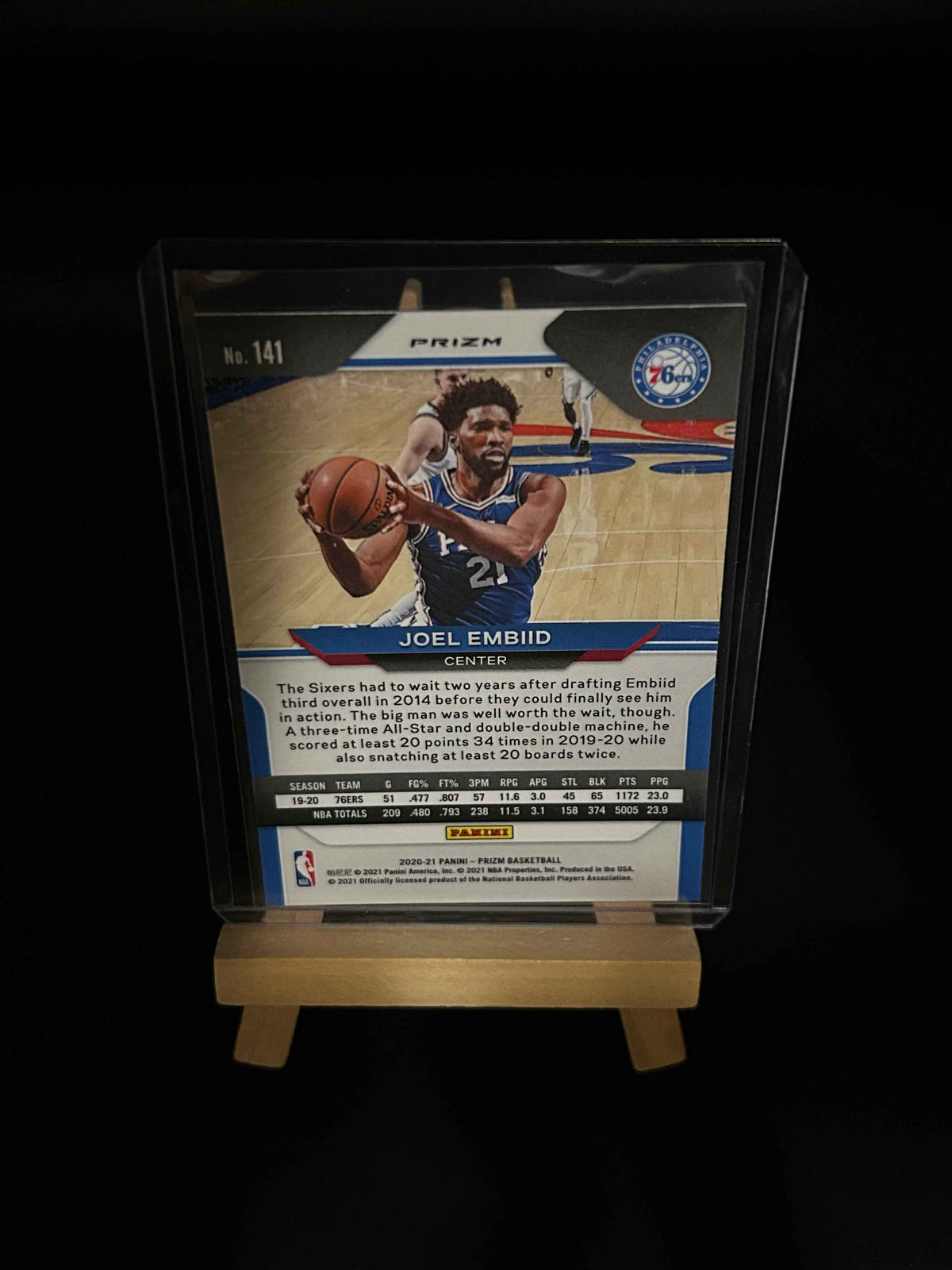 2020- 2021 Joel Embiid Orange Cracked Ice Prizm Panini Prizm Basketball Parallel Card #1.