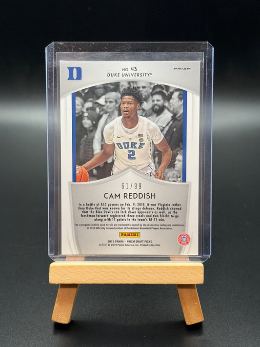 2019 Panini Prizm Draft Picks Cam Reddish Red, White and Blue Prizm Numbered Rookie Card