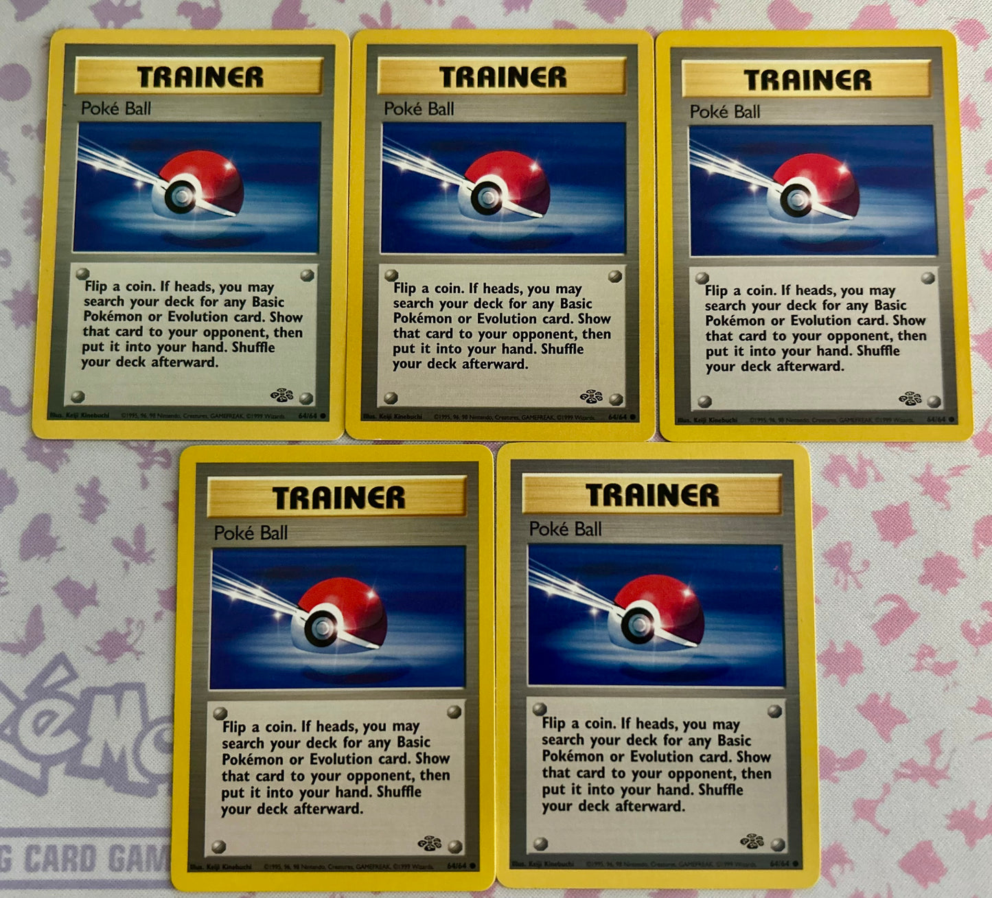 5 Card Jungle Poke Ball Card Lot.