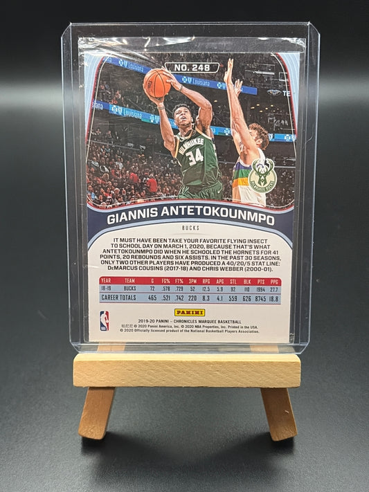 2019-20 Panini Chronicles Marquee Basketball Giannis Antetokounmpo Silver Parallel Card