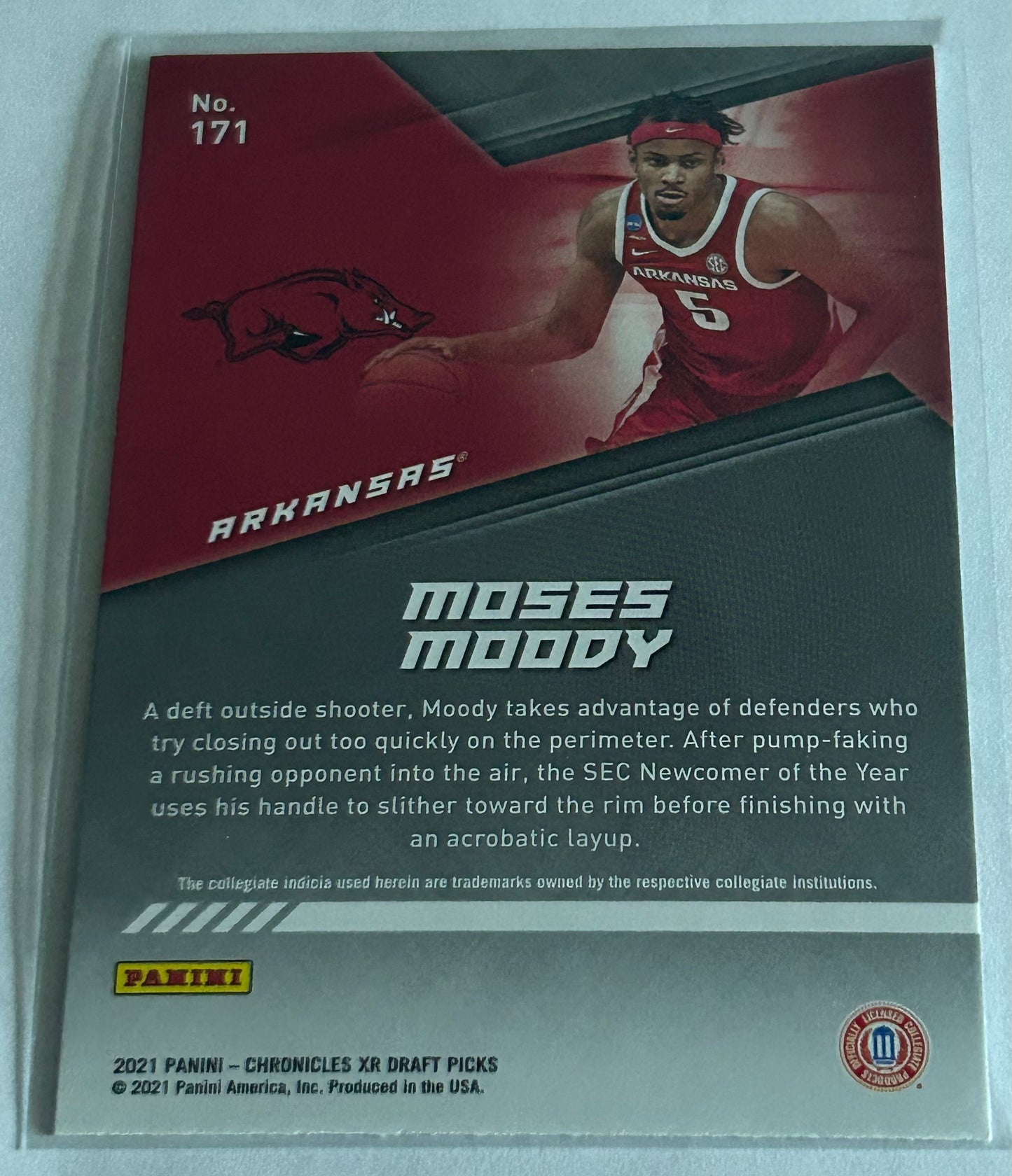 2021 Moses Moody Chronicels XR Draft Picks Orange Parallel Rookie Card
