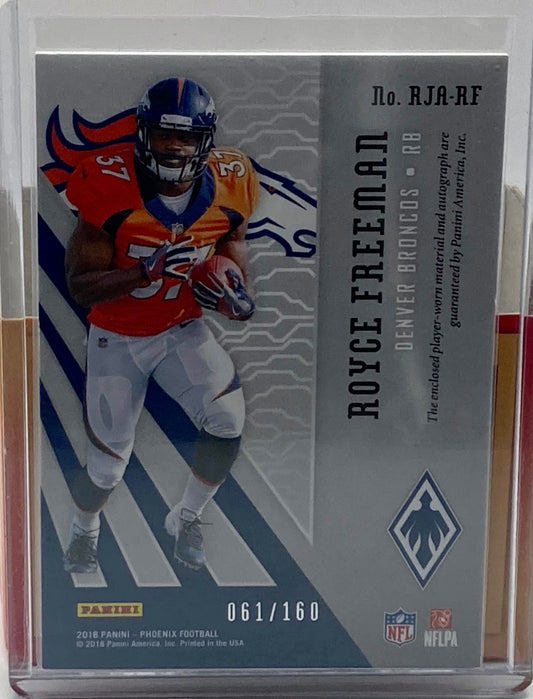 2018 Phoenix Football Royce Freeman Jersey Card, Numbered and Autographed