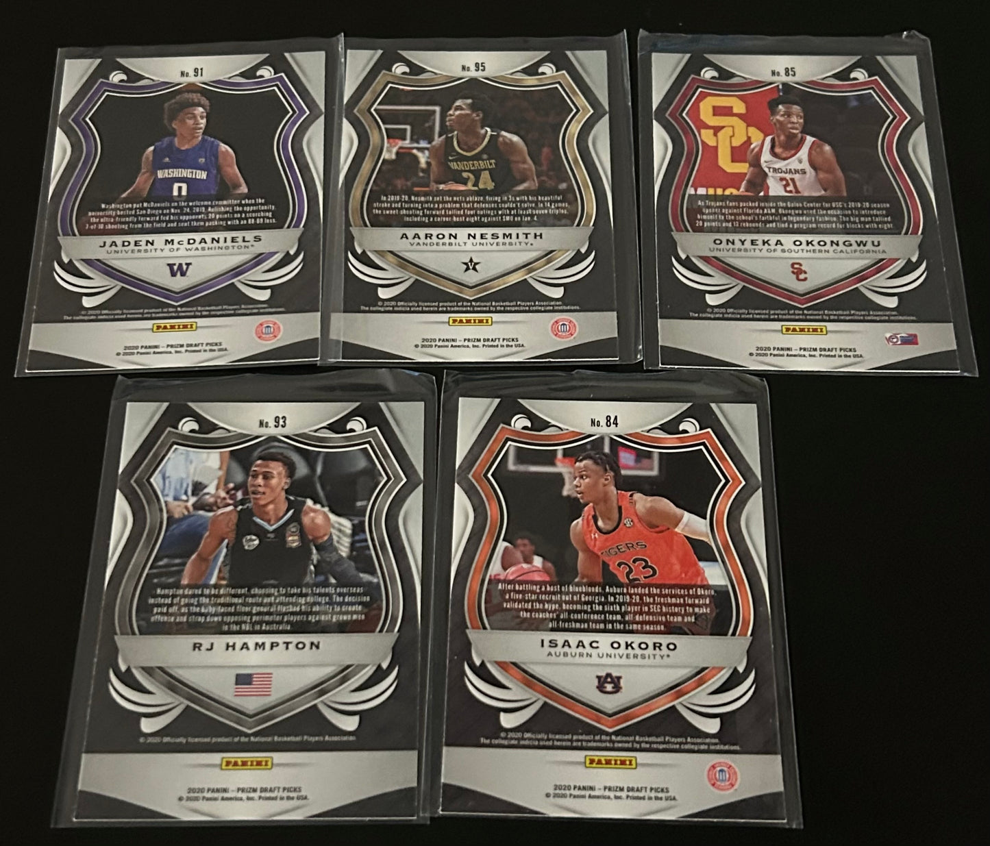 2020 Panini Prizm Draft Picks 5 Card Rookie Lot #2