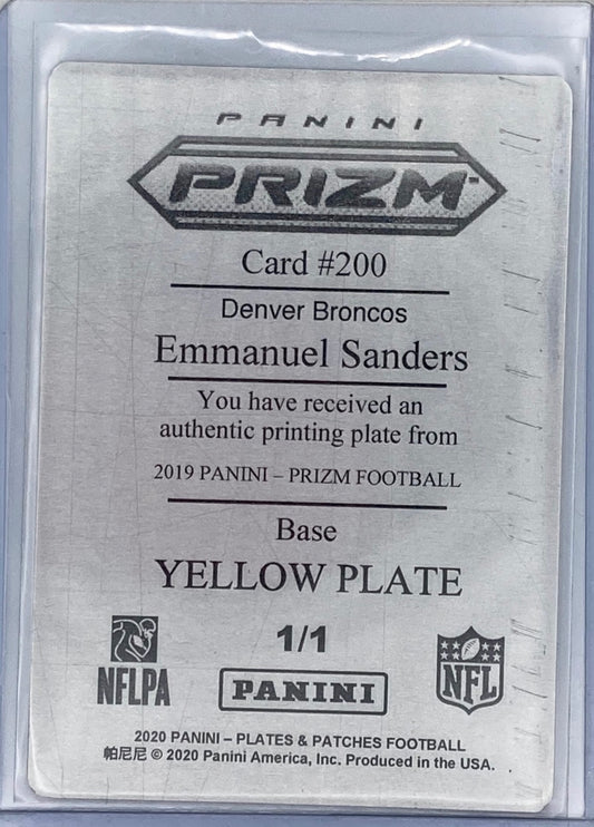Emmanuel Sanders 2019 Panini Prizm Football Printing Plate 1/1