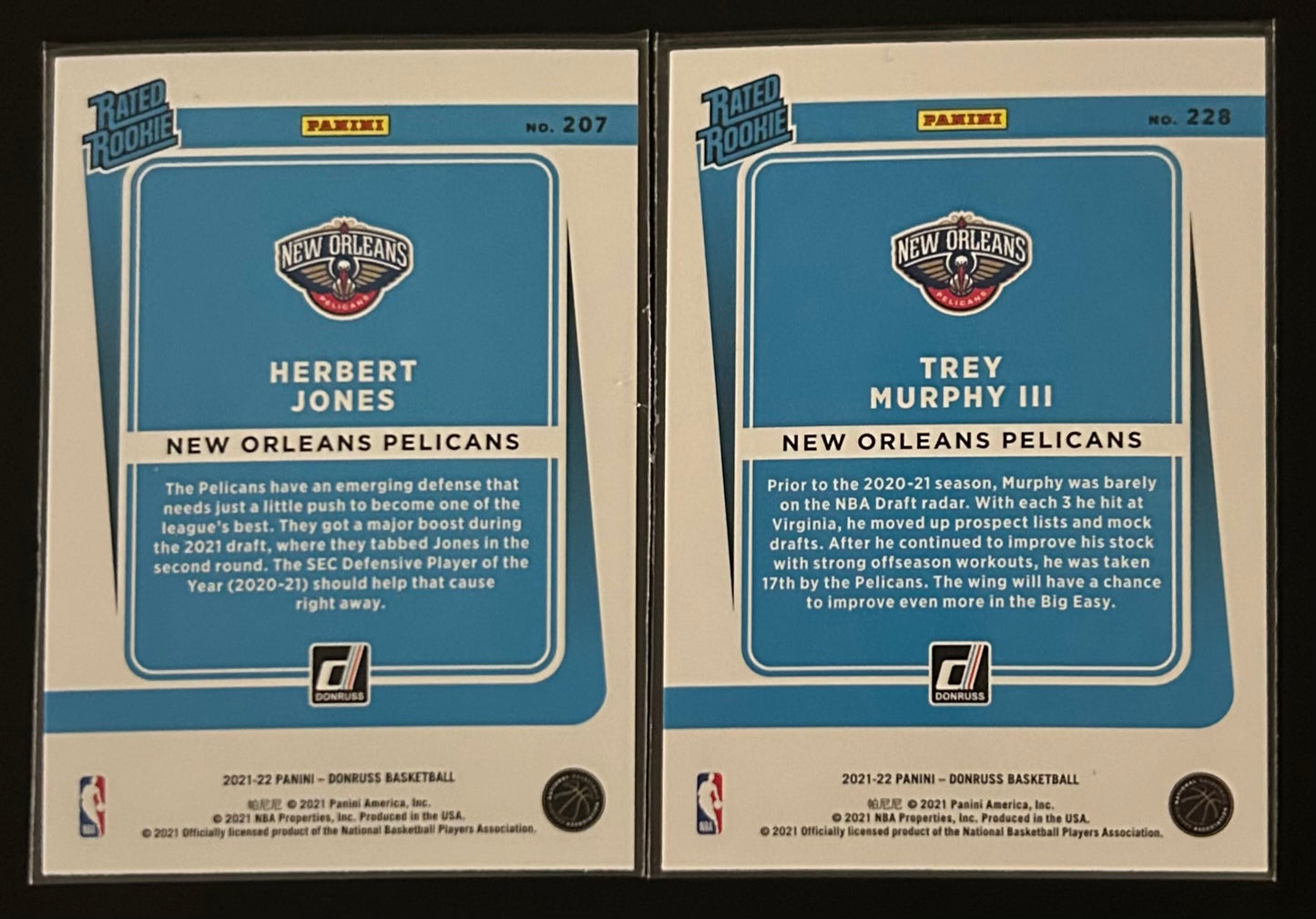 2021-2022 Panini- Donruss Basketball 2 Rated Rookies Draft Picks Cards