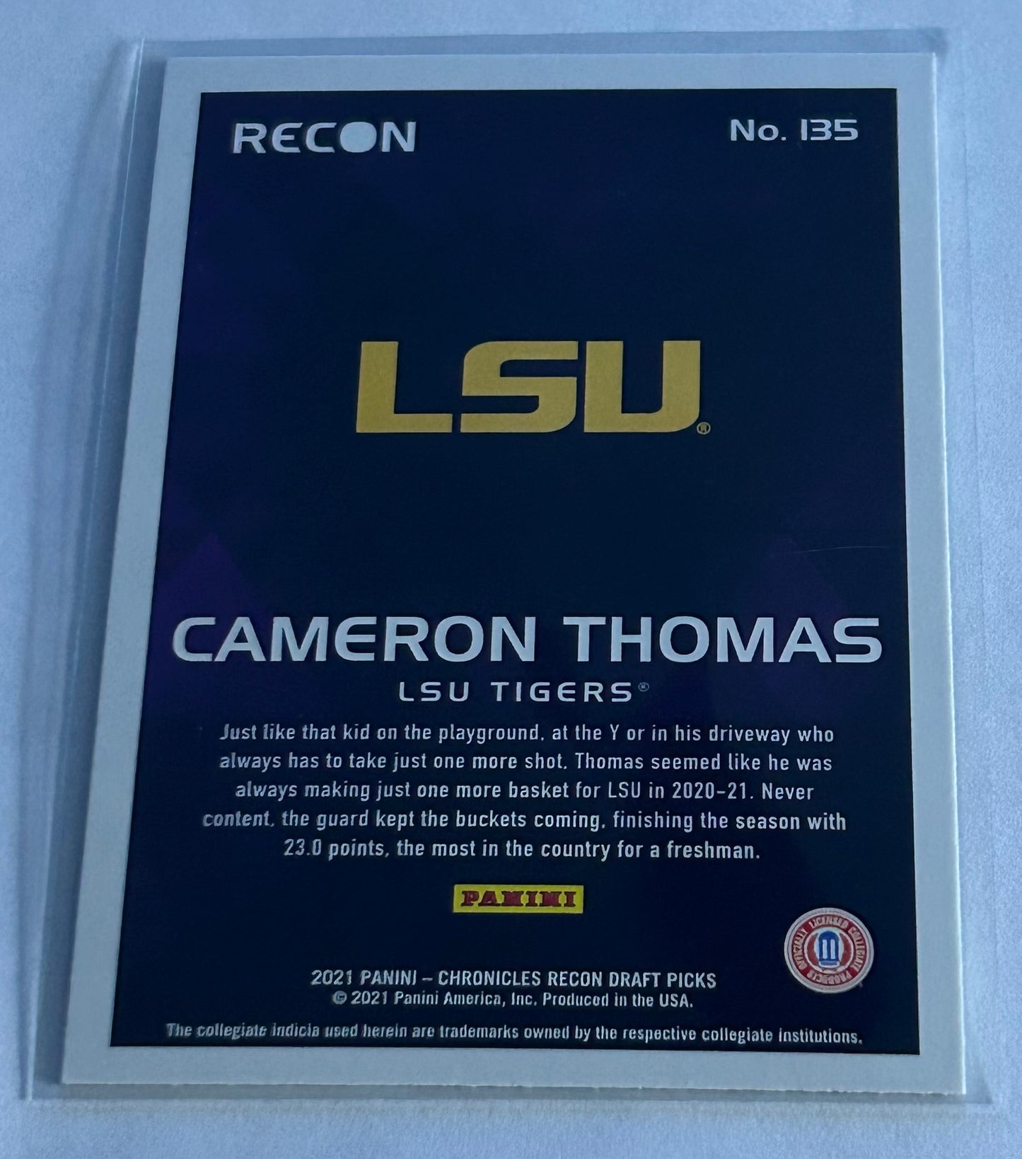 2021 Panini Chronicles Recon Draft Picks Orange Parallel Cameron Thomas