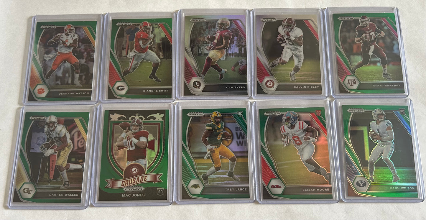 2021 College Panini Prizm Draft Picks 10 Card Parallel lot