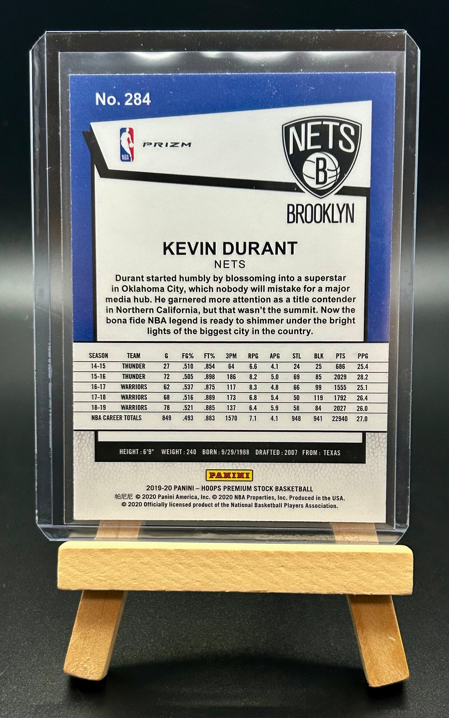 2019-20 Panini NBA Hoops Premium Stock Purple Disco Tribute Kevin Durant