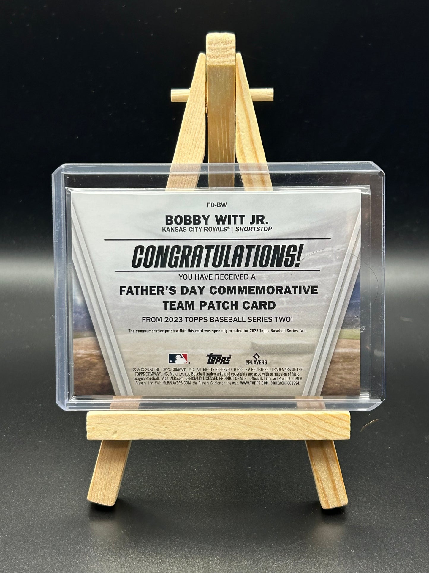 2023 Topps Bobby Witt Jr. Father’s Day Commemorative Team Patch Card