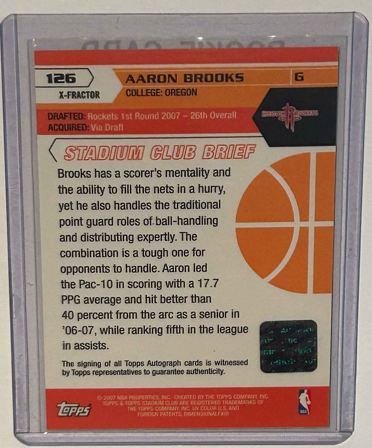 2007-08 Topps Stadium Club X-Fractor Rookie Aaron Brooks Auto