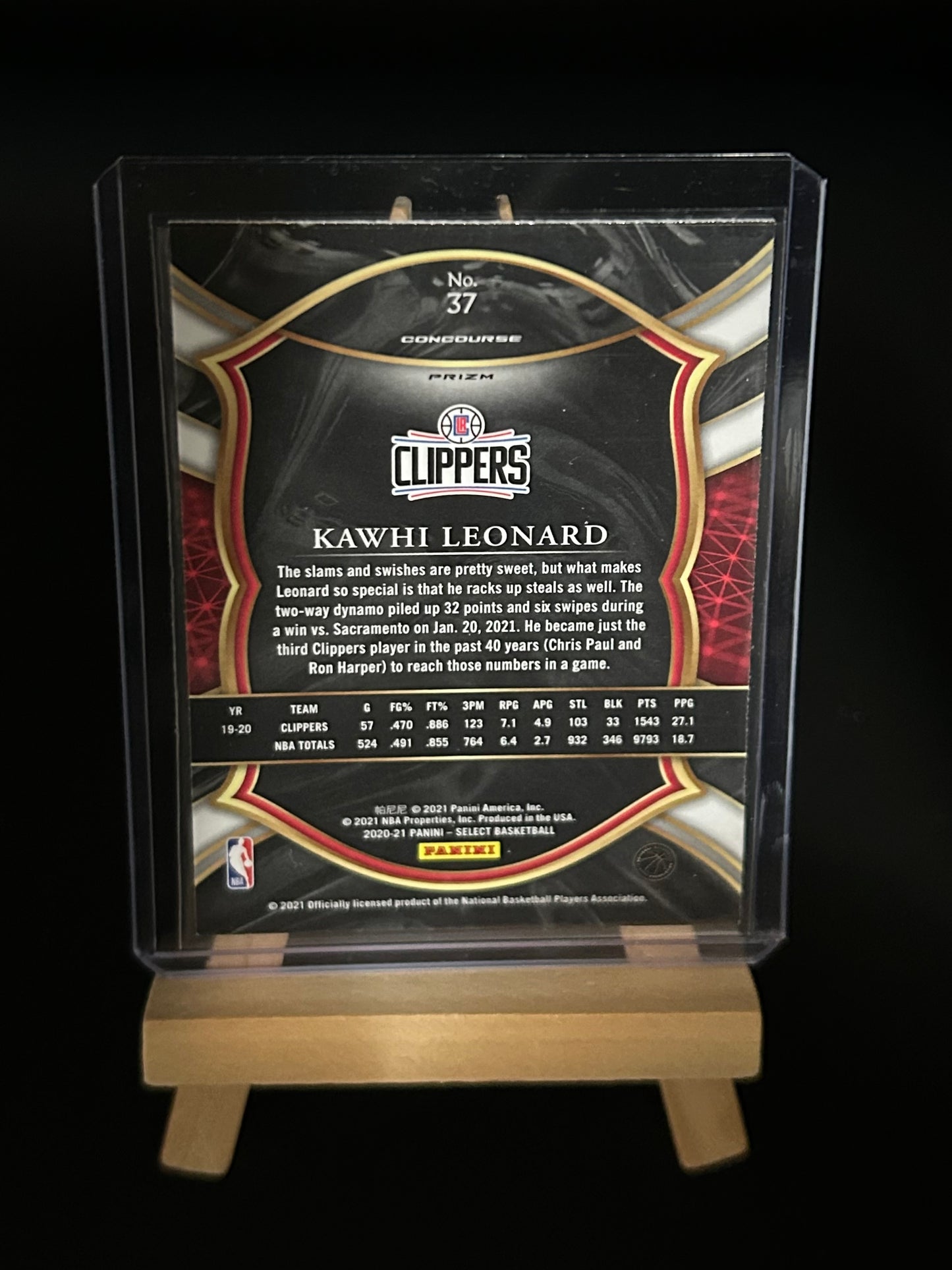 2020 Panini Select Red White Orange Flash Kawhi Leonard