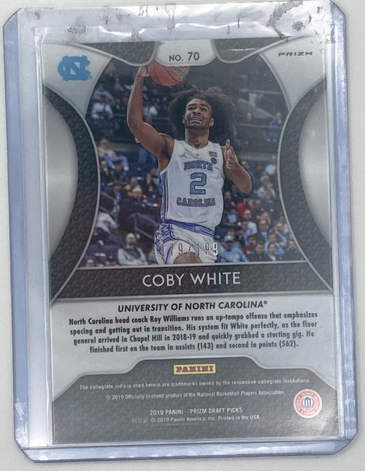 2019-20 Panini Prizm Draft Picks - Coby White #70 Green and Purple Prizm /199 (RC)