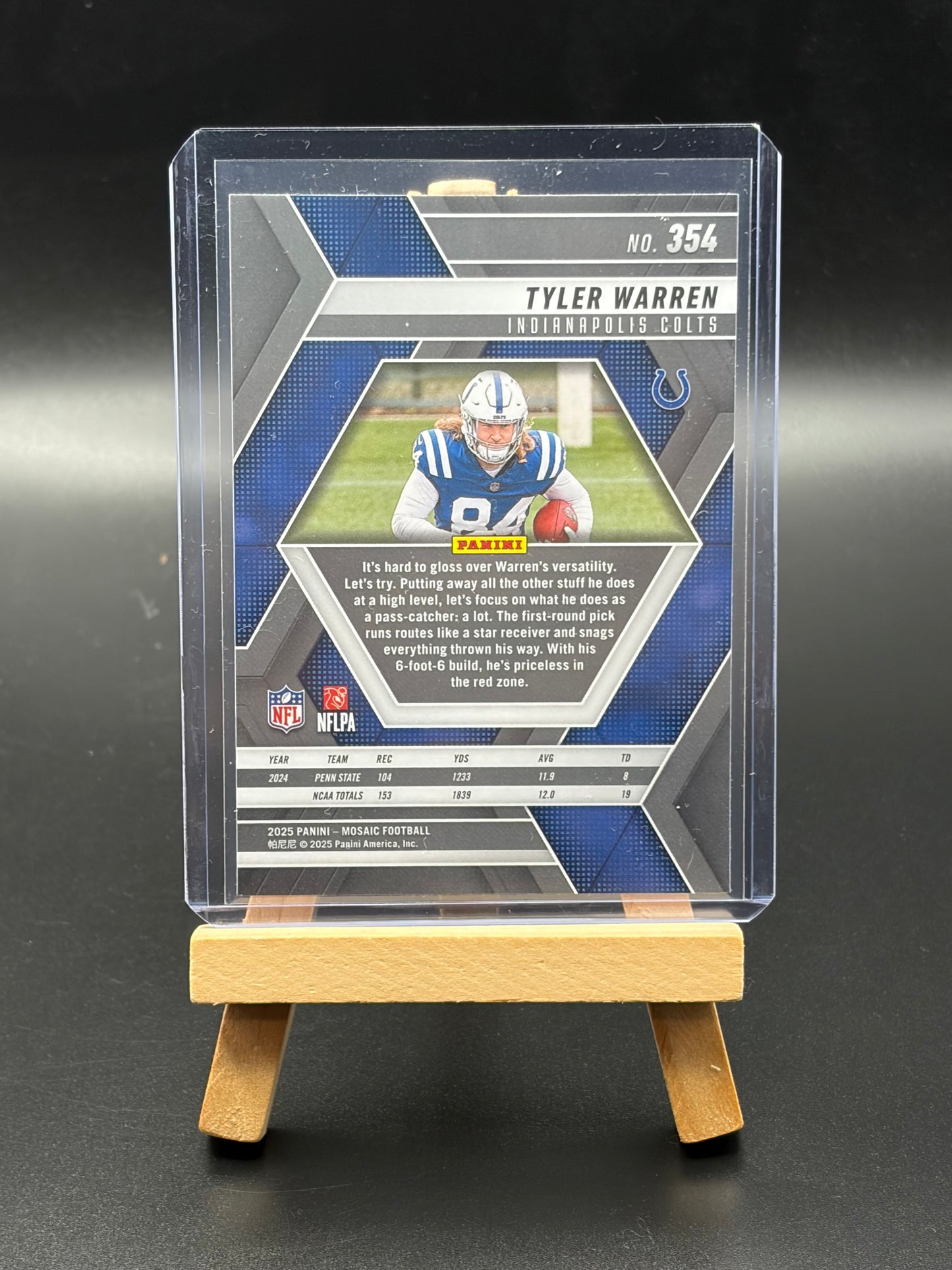 2025 Panini Mosaic Tyler Warren Rookie Card