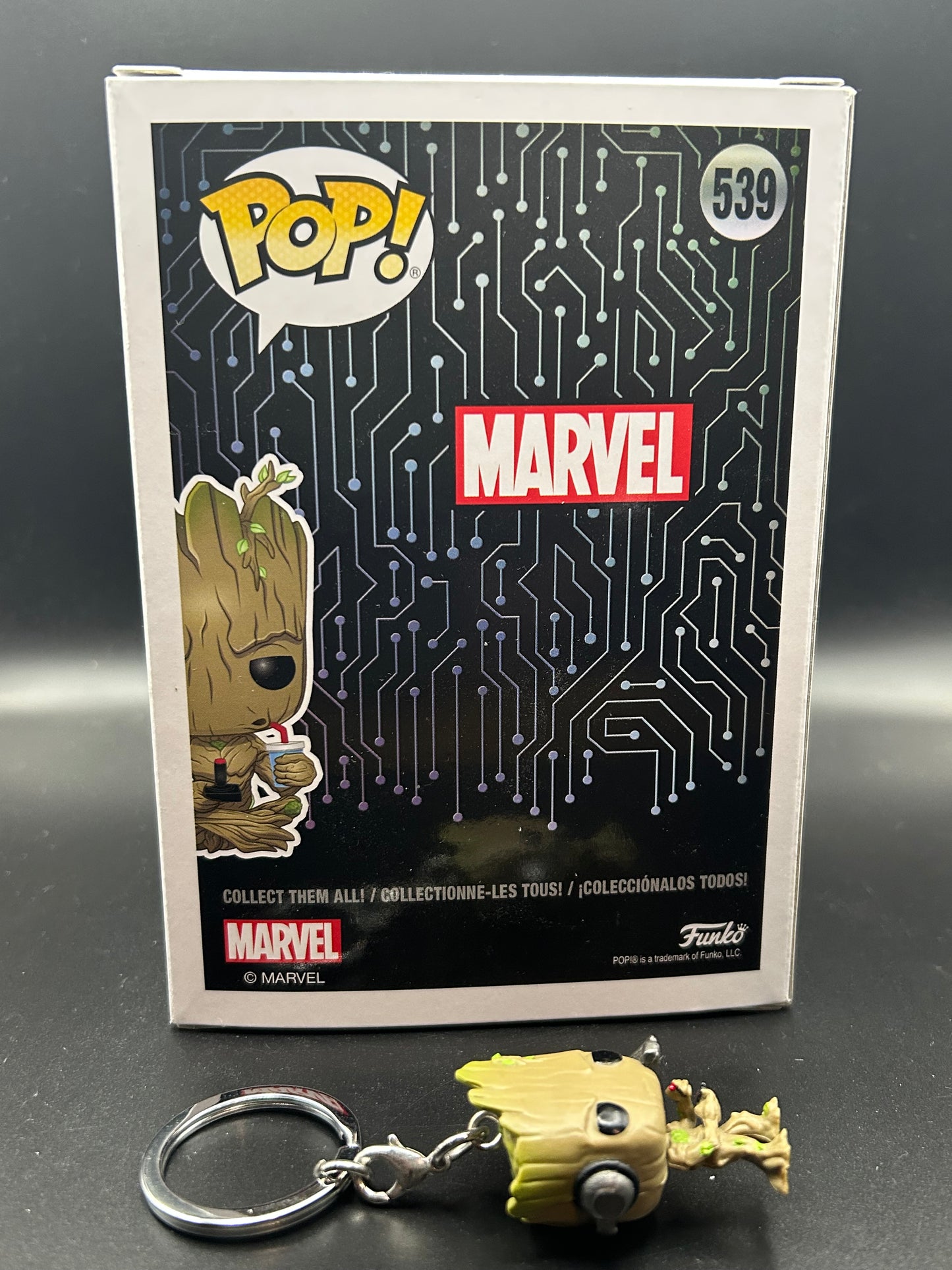 Gamer Groot Funko Pop and Mini key chain GameStop Exclusive