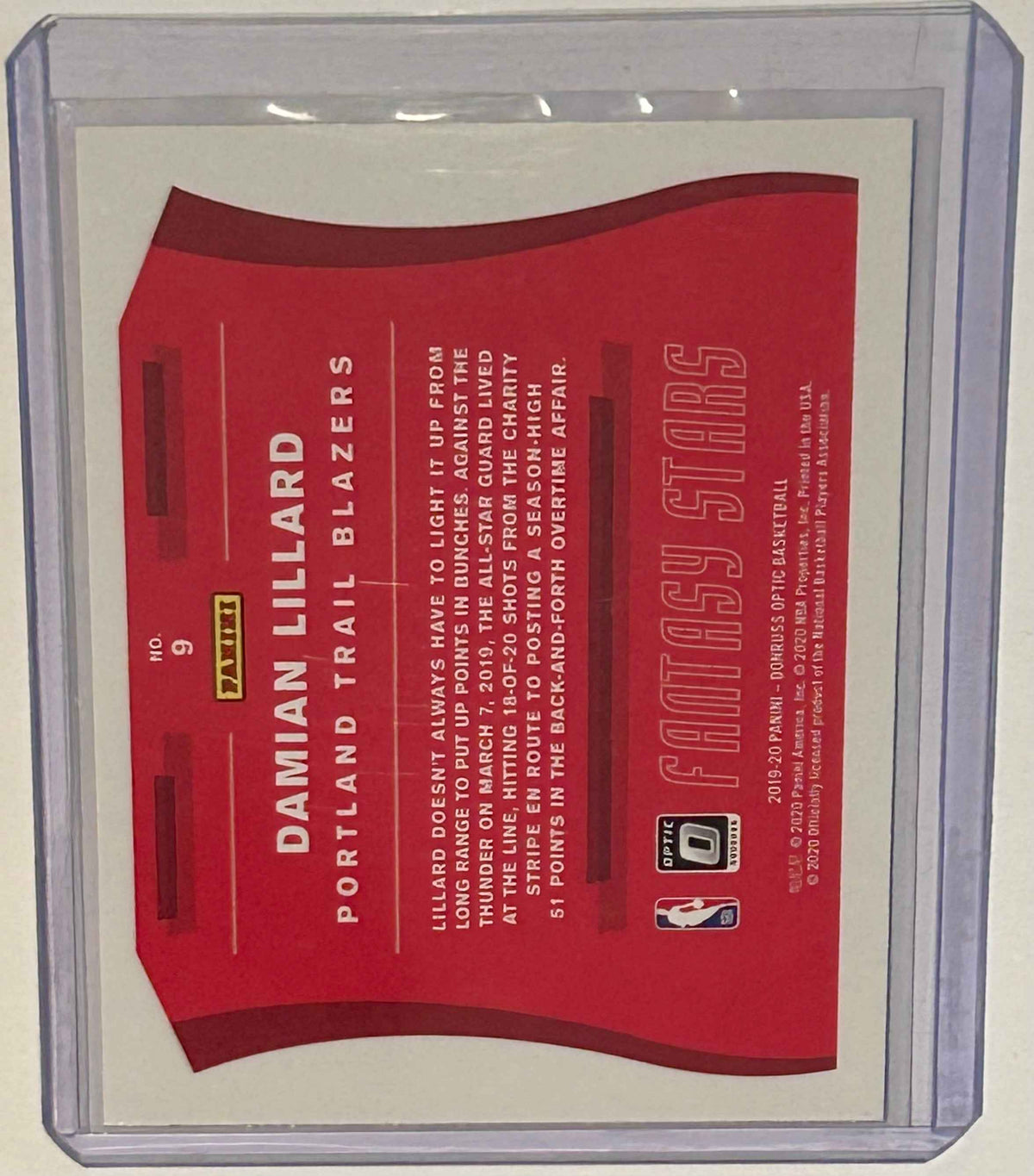 2019-2020 Panini Optic Basketball Damian Lillard Fantasy Stars