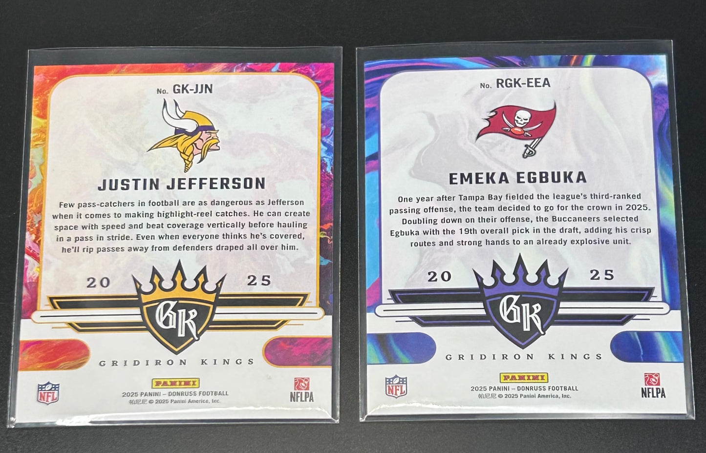 2025 Panini Donruss Gridiron Kings – Justin Jefferson & Emeka Egbuka
