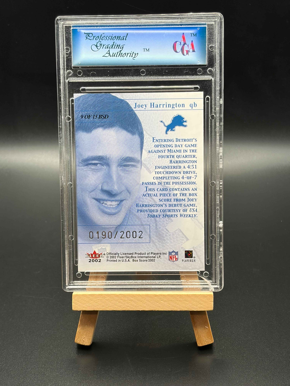 2002 Box Score Debut Numbered and Graded PGA 10 Joey Harrington