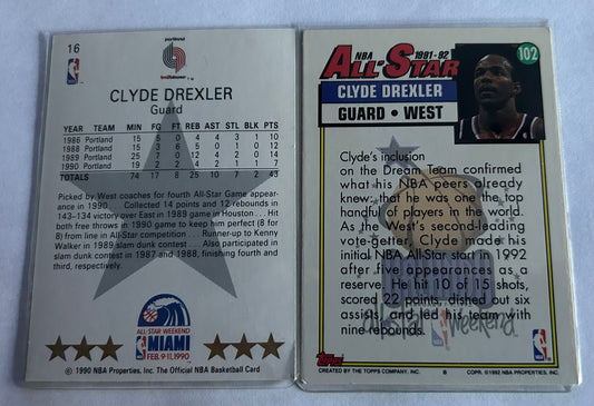 Clyde Drexler two card lot