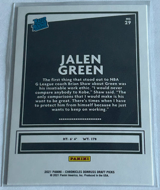 2021-22 Panini Chronicles Draft Picks Donruss Rated Rookie Jalen Green
