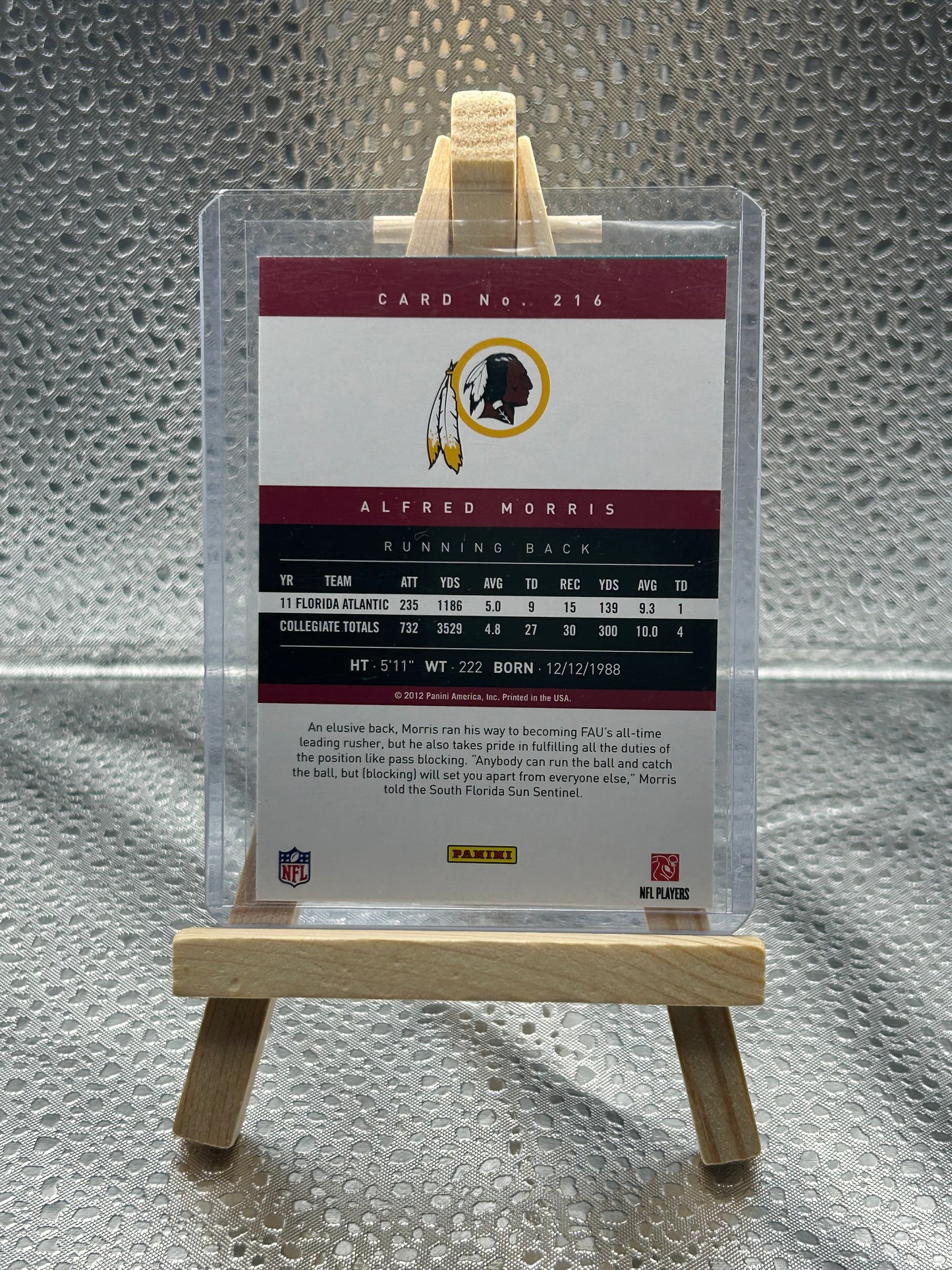 2012 Panini Prestige Alfred Morris Rookie Card